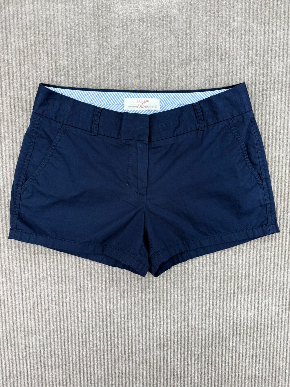 J.Crew Broken-In Navy Blue Cotton Chino Shorts Size 2